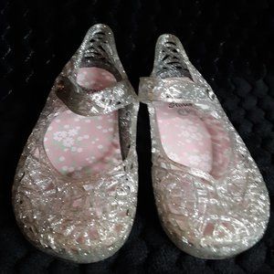 Clear Silver Glitter Jelly Sandals